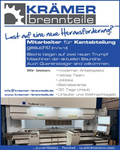 Krämer Brennteile - Komm in unser Team